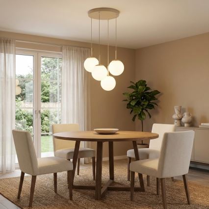 Brilagi - Viseči lestenec na kablu MILO ECRU 4xE27/60W/230V bež/zlata