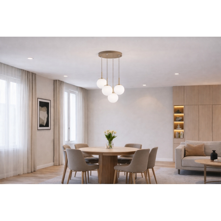 Brilagi - Viseči lestenec na kablu MILO ECRU 4xE27/60W/230V bež/zlata