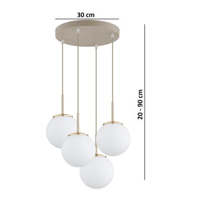 Brilagi - Viseči lestenec na kablu MILO ECRU 4xE27/60W/230V bež/zlata