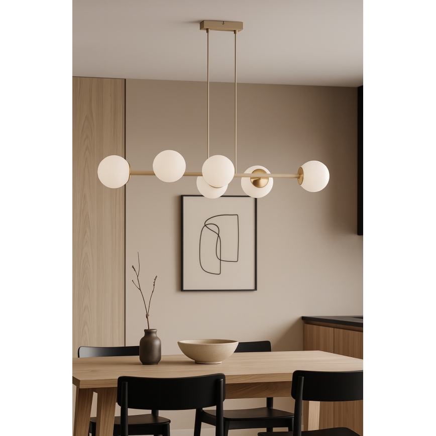 Brilagi - Viseči lestenec na kablu MILO ECRU 6xE27/60W/230V bež/zlata