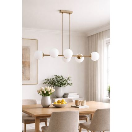 Brilagi - Viseči lestenec na kablu MILO ECRU 6xE27/60W/230V bež/zlata