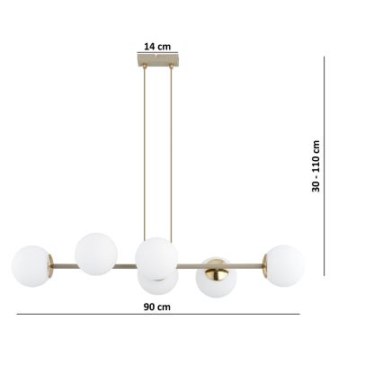 Brilagi - Viseči lestenec na kablu MILO ECRU 6xE27/60W/230V bež/zlata