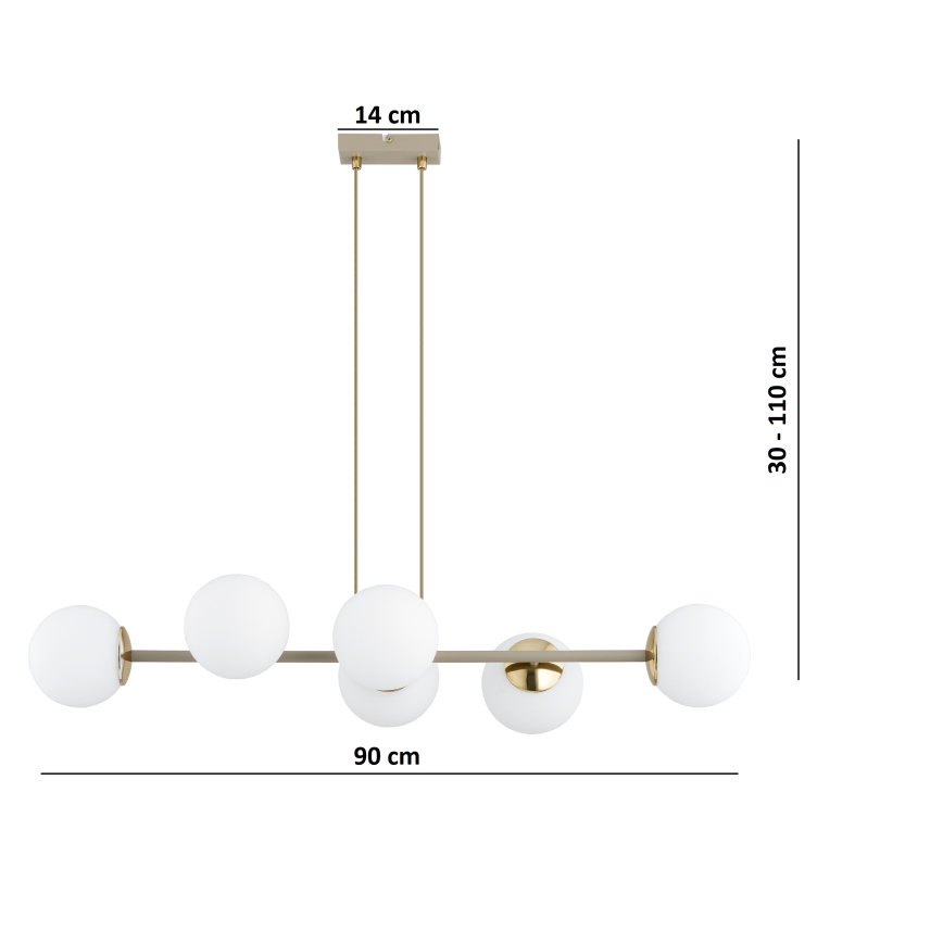 Brilagi - Viseči lestenec na kablu MILO ECRU 6xE27/60W/230V bež/zlata
