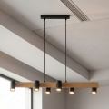 Brilagi - Viseči lestenec na kablu SELE 6xGU10/30W/230V črna/dekor hrasta