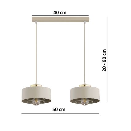 Brilagi - Viseči lestenec na kablu SPRING 2xE27/60W/230V bež/zlata