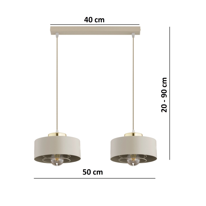 Brilagi - Viseči lestenec na kablu SPRING 2xE27/60W/230V bež/zlata