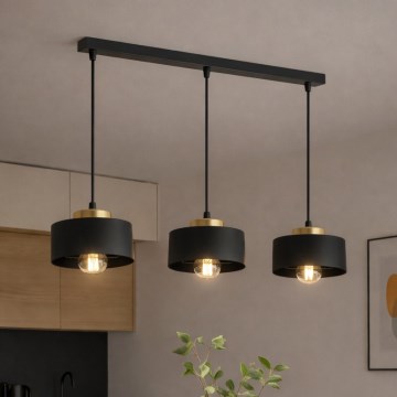 Brilagi - Viseči lestenec na kablu SPRING 3xE27/60W/230V črna/zlata