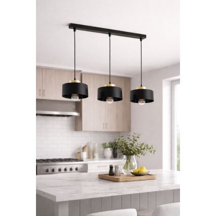 Brilagi - Viseči lestenec na kablu SPRING 3xE27/60W/230V črna/zlata