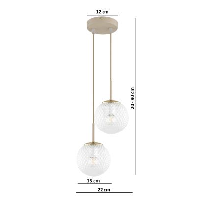 Brilagi - Viseči lestenec na kablu STELLA 2xE27/60W/230V bež/zlata