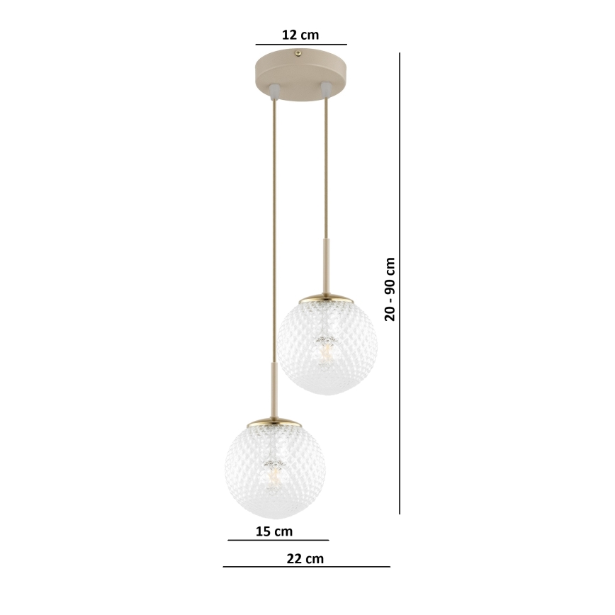 Brilagi - Viseči lestenec na kablu STELLA 2xE27/60W/230V bež/zlata