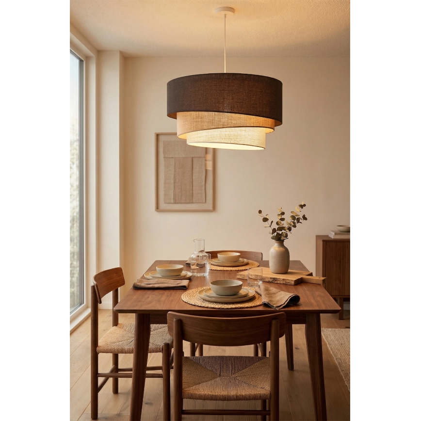 Brilagi - viseči lestenec na kablu TRIO, 3×E27/60 W/230 V, Ø 60 cm, rjava/bež/bela
