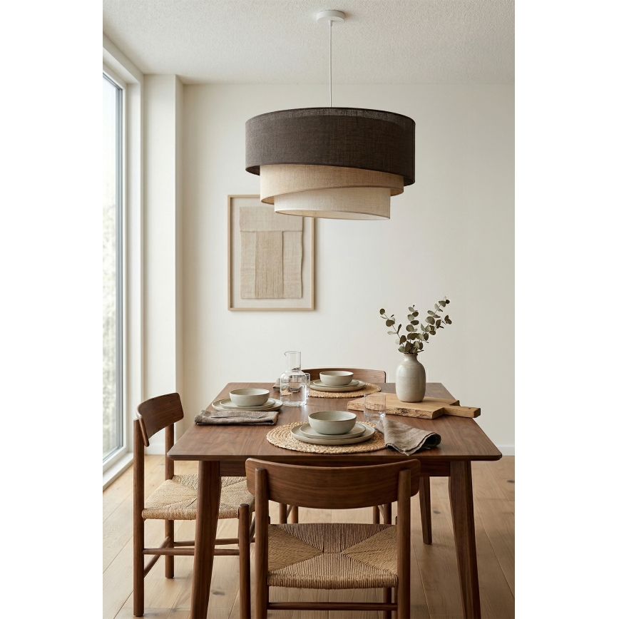 Brilagi - viseči lestenec na kablu TRIO, 3×E27/60 W/230 V, Ø 60 cm, rjava/bež/bela