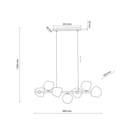 Brilagi - Viseči lestenec na kablu VULCANO 7xG9/8W/230V zlata/dimno bež