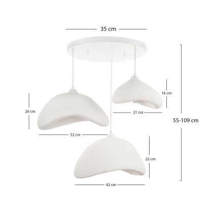 Brilagi - Viseči lestenec na kablu WABI SABI 3xE27/40W/230V Ø 82 cm bela