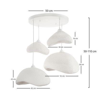 Brilagi - Viseči lestenec na kablu WABI SABI 4xE27/40W/230V, Ø 90 cm, bela