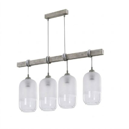 Brilagi - viseči lestenec na kablu WOOD GLASS 4xE27/60W/230V borovina/siva/bela