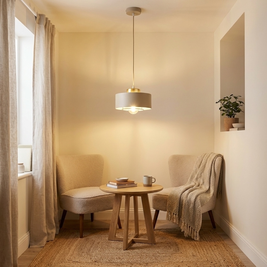 Brilagi - Viseči lestenec na lanku 1xE27/60W/230V premer 20 cm bež/zlata