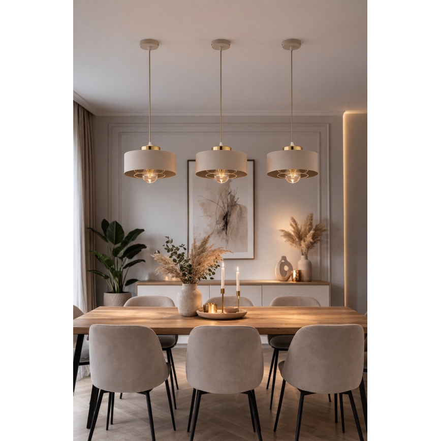 Brilagi - Viseči lestenec na lanku 1xE27/60W/230V premer 20 cm bež/zlata