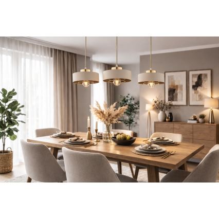 Brilagi - Viseči lestenec na lanku 1xE27/60W/230V premer 20 cm bež/zlata