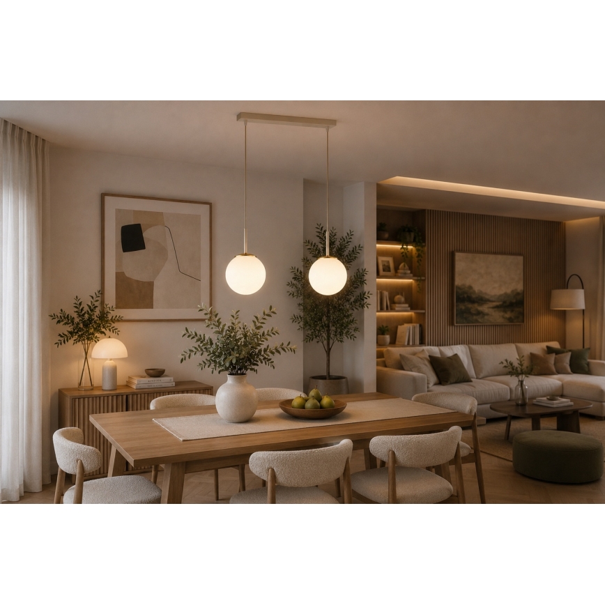 Brilagi - Viseči lestenec na vrvici MILO 2xE27/60W/230V bež/zlata