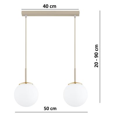 Brilagi - Viseči lestenec na vrvici MILO 2xE27/60W/230V bež/zlata