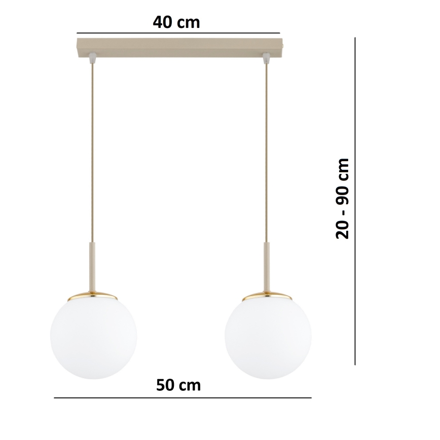 Brilagi - Viseči lestenec na vrvici MILO 2xE27/60W/230V bež/zlata