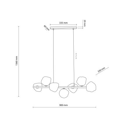 Brilagi - Viseči lestenec na vrvici VULCANO 7xG9/8W/230V bež/dimno bež