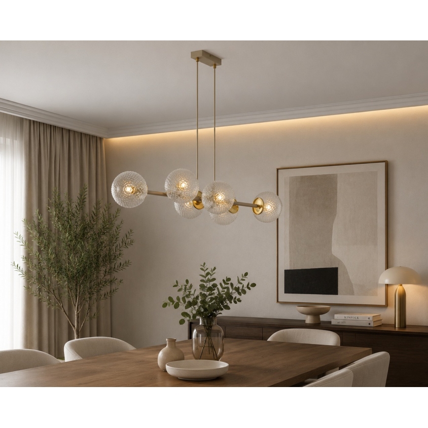Brilagi - Viseči lestenec STELLA na kablu 6xE27/60W/230V bež/zlata
