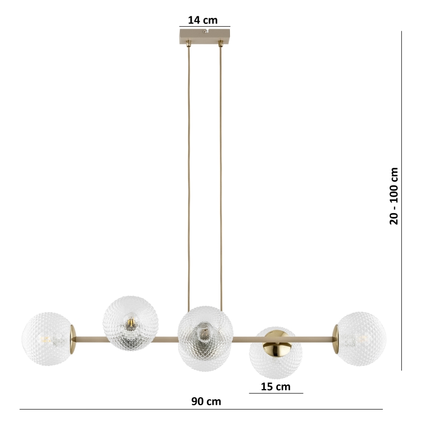 Brilagi - Viseči lestenec STELLA na kablu 6xE27/60W/230V bež/zlata
