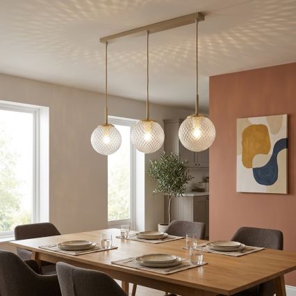 Brilagi - viseči lestenec STELLA na vrvici 3xE27/60W/230V bež/zlata