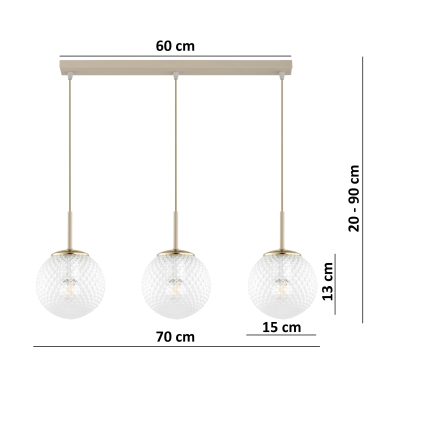 Brilagi - viseči lestenec STELLA na vrvici 3xE27/60W/230V bež/zlata
