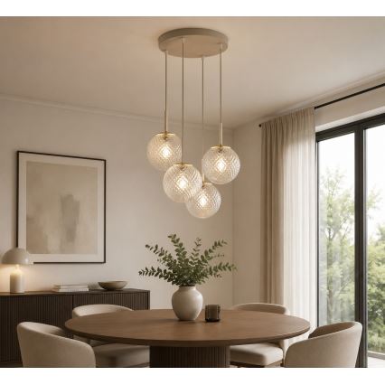 Brilagi - Viseči lestenec STELLA na vrvici 4xE27/60W/230V bežna/zlata