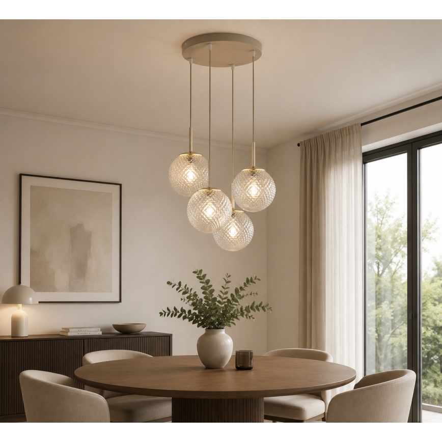 Brilagi - Viseči lestenec STELLA na vrvici 4xE27/60W/230V bežna/zlata