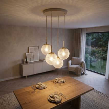 Brilagi - Viseči lestenec STELLA na vrvici 4xE27/60W/230V bežna/zlata