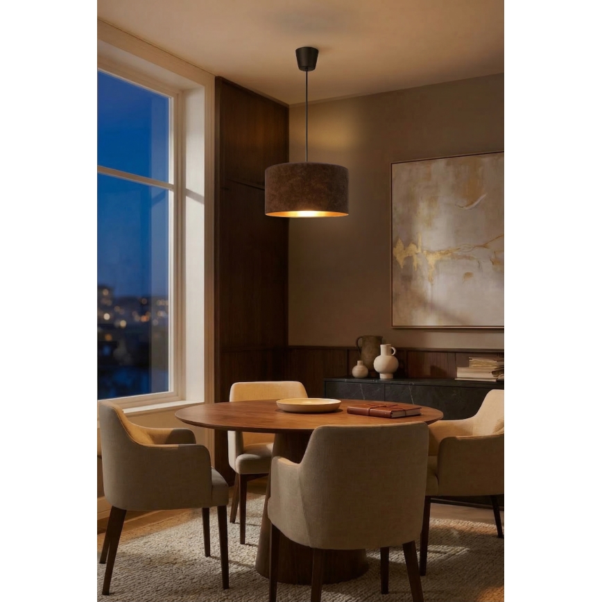Brilagi - Viseči lestenec VELVET na kablu 1xE27/60W/230V, premer 40 cm, rjava/zlata