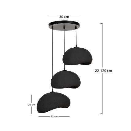 Brilagi - Viseči lestenec WABI SABI 3xE27/40W/230V pr. 60 cm črna
