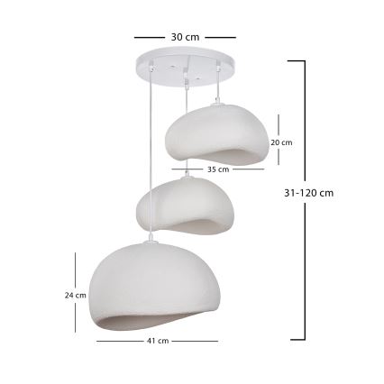 Brilagi - Viseči lestenec WABI SABI 3xE27/40W/230V premer 76 cm, bel