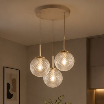 Brilagi - Viseči luster na kablu STELLA 3xE27/60W/230V bež/zlata