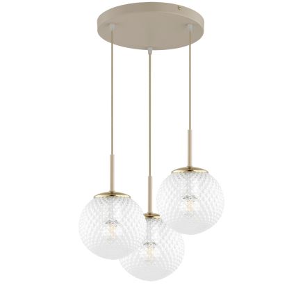 Brilagi - Viseči luster na kablu STELLA 3xE27/60W/230V bež/zlata