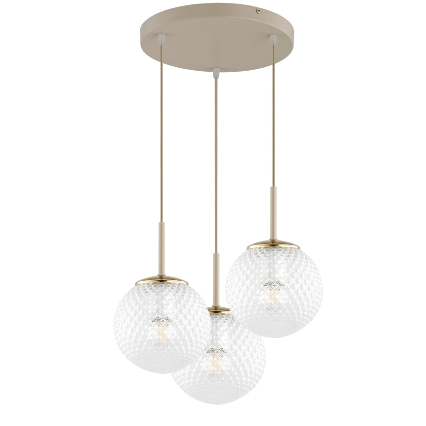 Brilagi - Viseči luster na kablu STELLA 3xE27/60W/230V bež/zlata