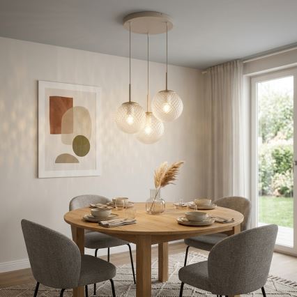 Brilagi - Viseči luster na kablu STELLA 3xE27/60W/230V bež/zlata