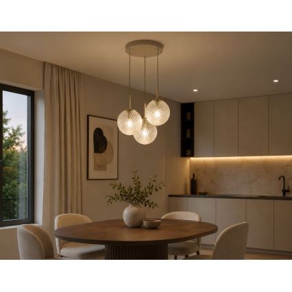 Brilagi - Viseči luster na kablu STELLA 3xE27/60W/230V bež/zlata