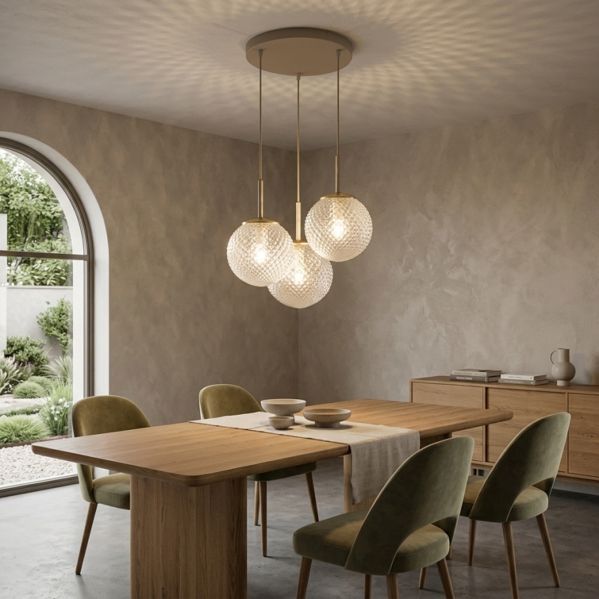 Brilagi - Viseči luster na kablu STELLA 3xE27/60W/230V bež/zlata