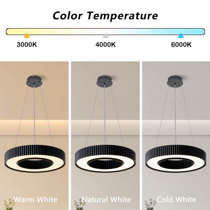 Brilagi - LED zatemljiv lestenec na kablu LUMIX LED/48W/230V 3000-6000K črna premer 50 cm + daljinski upravljalnik