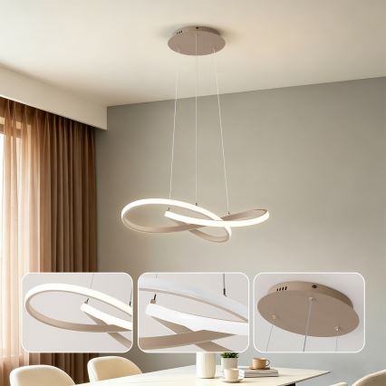 Brilagi - Zatemljiv LED lestenec na kablu INFINITY LED/55W/230V 3000-6000K 50x50 cm bež + daljinski upravljalnik