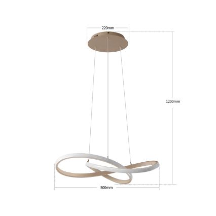 Brilagi - Zatemljiv LED lestenec na kablu INFINITY LED/55W/230V 3000-6000K 50x50 cm bež + daljinski upravljalnik