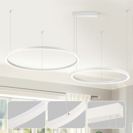 Brilagi - LED zatemljiv lestenec na kablu PORTOFINO LED/98W/230V 3000-6000K bela + z daljinskim upravljalnikom