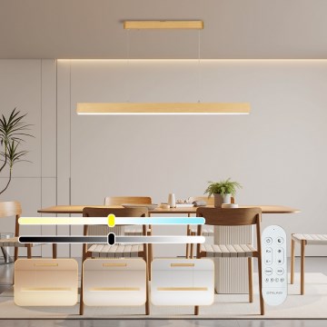 Brilagi - Zatemljiv LED lestenec SLEEKLINE SMART LED/40W/230V Wi‑Fi Tuya, hrastov dekor + daljinski upravljalnik