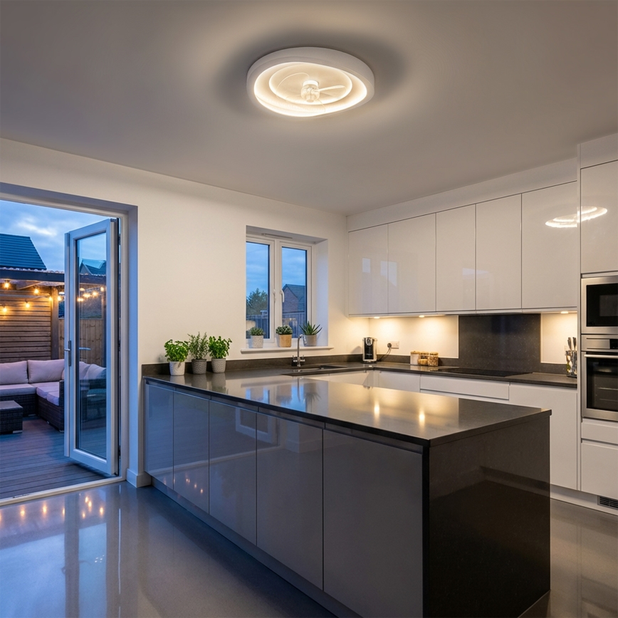 Brilagi - Zatemljiv LED stropni ventilator LED/80W/230V, premer 50 cm, bela + daljinski upravljalnik