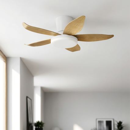 Brilagi - LED zatemljiv stropni ventilator LED/32W/230V 3000-6500K premer 95 cm bela/rjava + daljinski upravljalnik